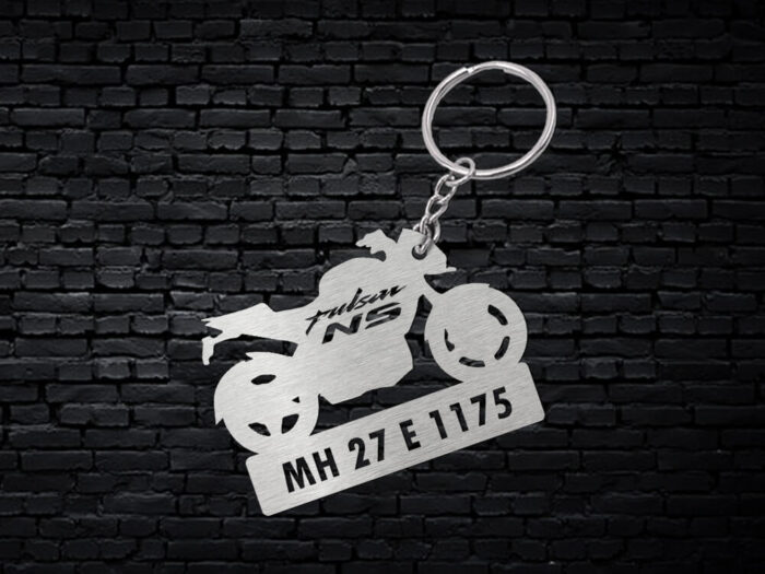 Bike Shape Number Plate Keychain